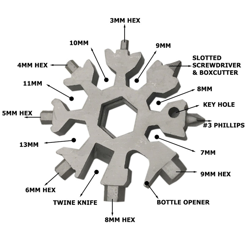 Snowflake - MultiTool 18-in-1 Stainless Steel Portable for Outdoor Adventure❄️