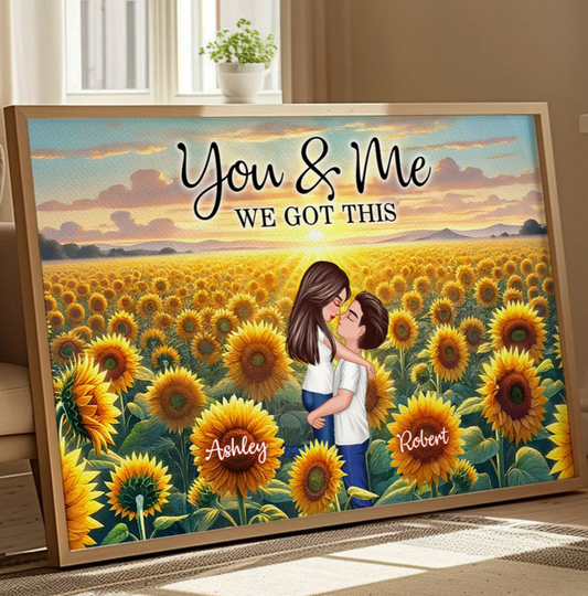 Personalized Couple Vintage Sunflower Field Poster, Gift, Anniversary Gift For Couples, For Him, For Her