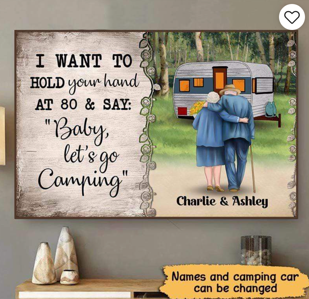 Camping Old Couple Personalized Horizontal Poster