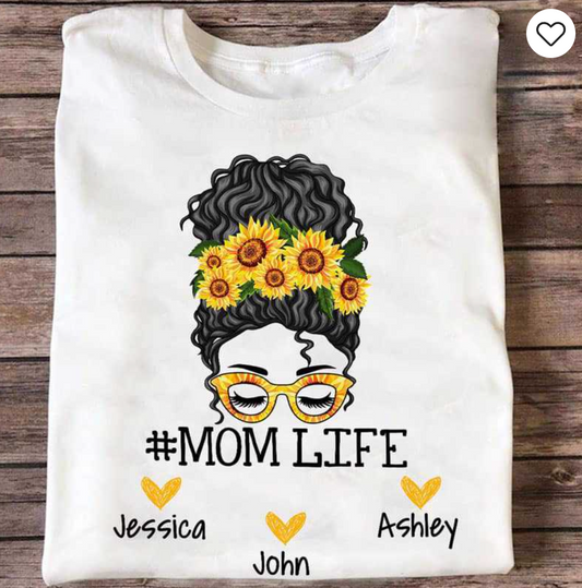 Mom Life Messy Bun Personalized Shirt