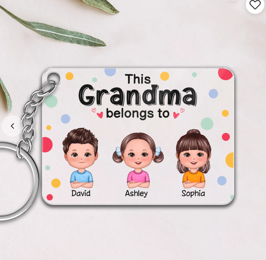 This Grandma Belongs To Cute Doll Kids - Personalized Acrylic Keychain - Gift For Grandma
